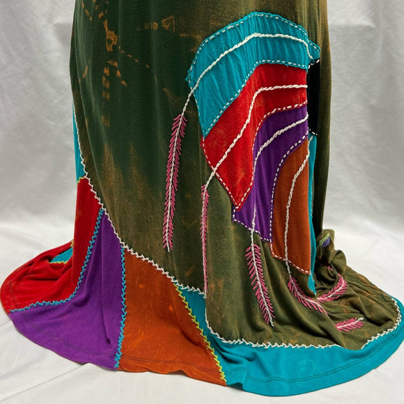 Rising International Colorful Nepal Viscose Bohemian Sun Dress Women's Large - Picture 3 of 9